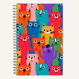 Colorful cats pattern notebook