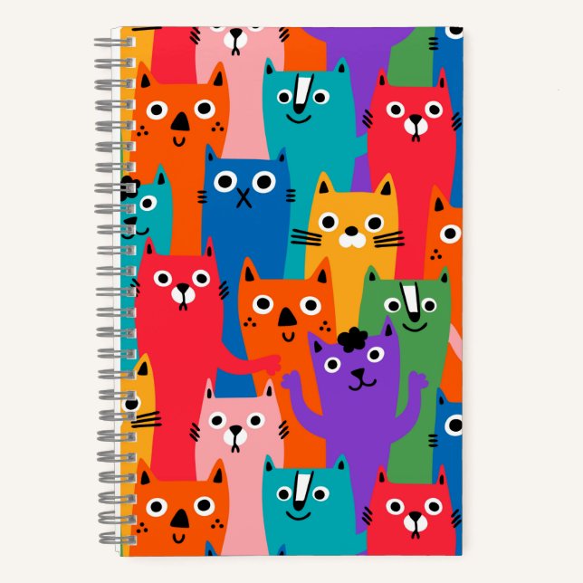Colorful cats pattern notebook (Front)