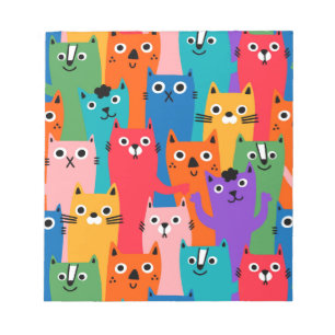 Colorful cats pattern notepad