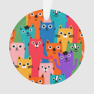 Colorful cats pattern ornament