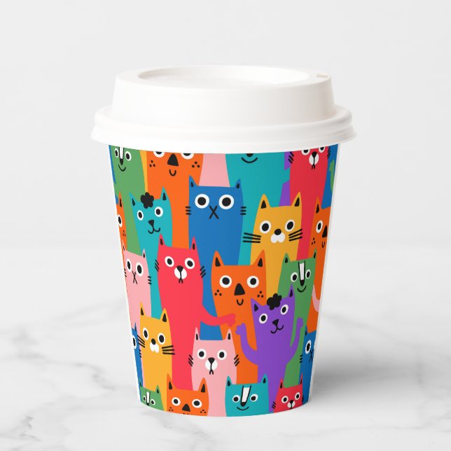 Colorful cats pattern paper cups (Front)