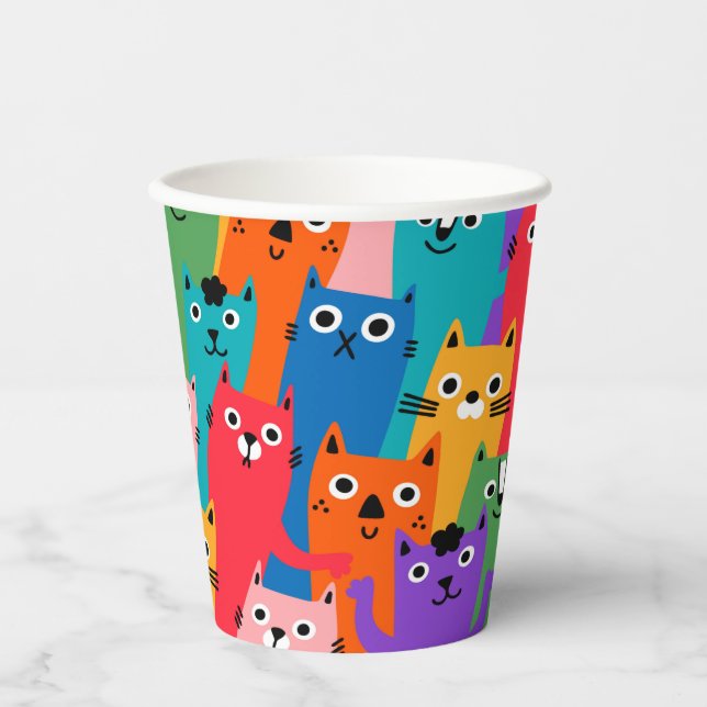 Colorful cats pattern paper cups (Front)