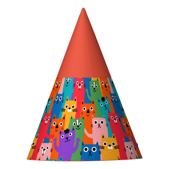Colorful cats pattern party hat (Front)