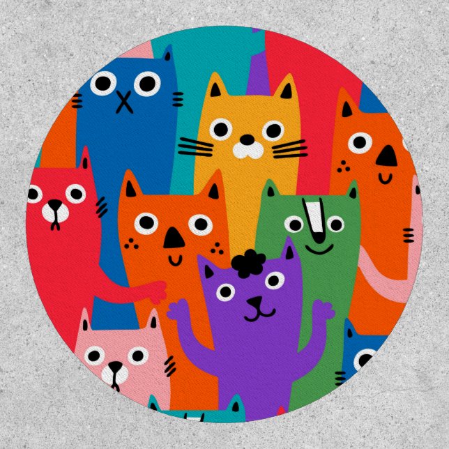 Colorful cats pattern patch (Front)