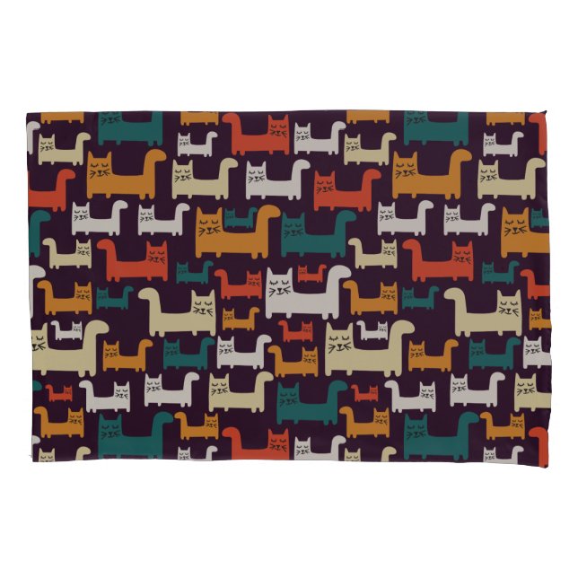 Colorful Cats Pattern pillowcases (Front)
