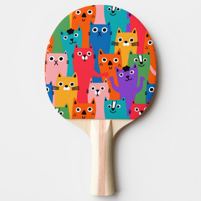 Colorful cats pattern ping pong paddle (Front)
