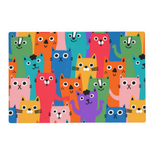Colorful cats pattern placemat