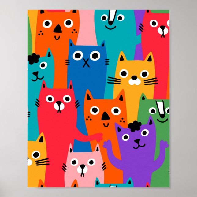 Colorful cats pattern poster (Front)