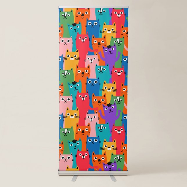 Colorful cats pattern retractable banner (Front)