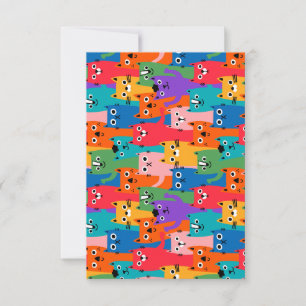 Colorful cats pattern RSVP card