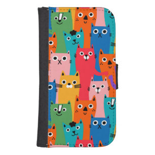 Colorful cats pattern galaxy s4 wallet case