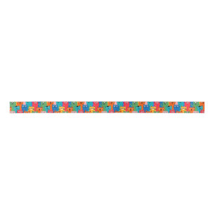 Colorful cats pattern satin ribbon