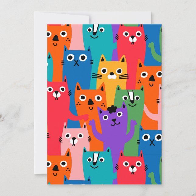 Colorful cats pattern save the date (Front)