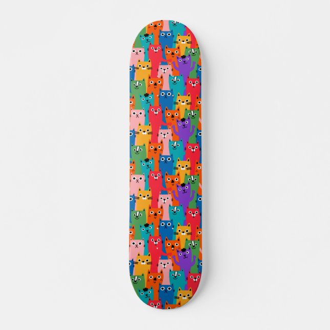 Colorful cats pattern skateboard (Front)