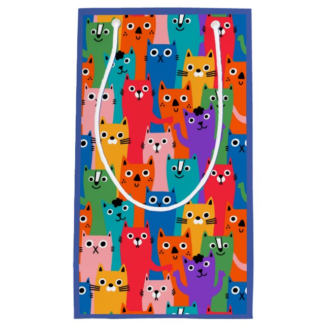 Colorful cats pattern small gift bag (Front)
