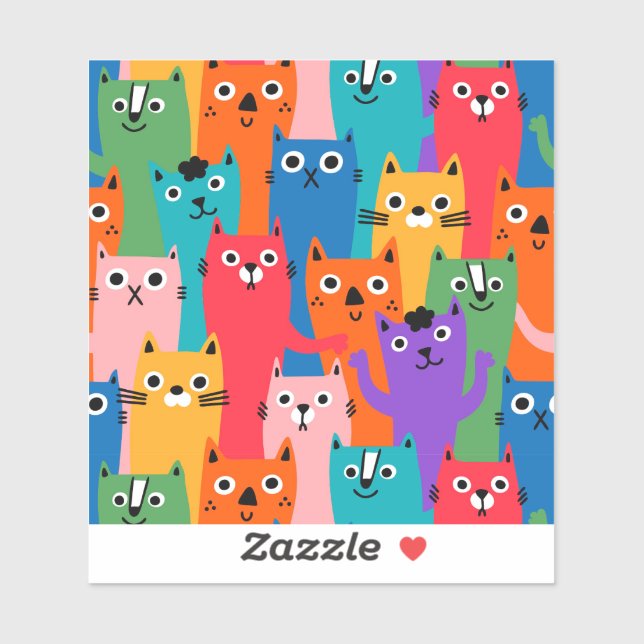 Colorful cats pattern sticker (Sheet)