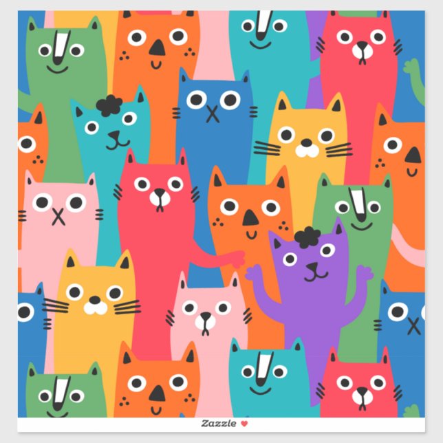 Colorful cats pattern sticker (Sheet)