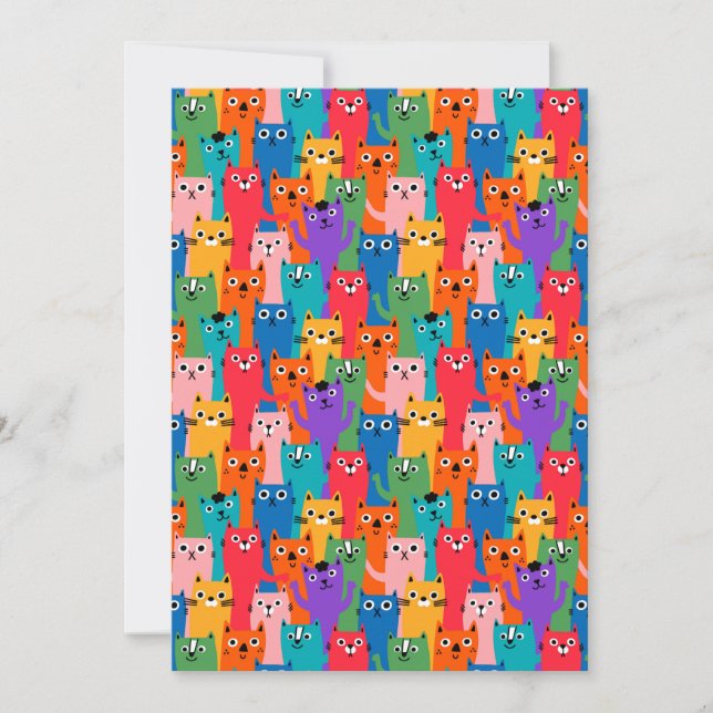 Colorful cats pattern thank you card (Front)