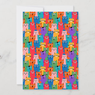 Colorful cats pattern thank you card