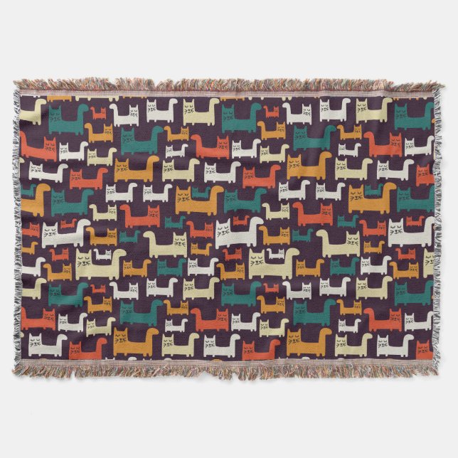 Colorful Cats Pattern throw blanket (Front)