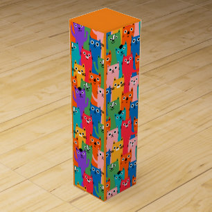 Colorful cats pattern wine box