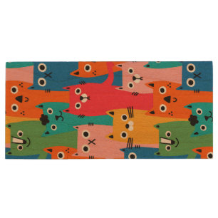 Colorful cats pattern wood flash drive