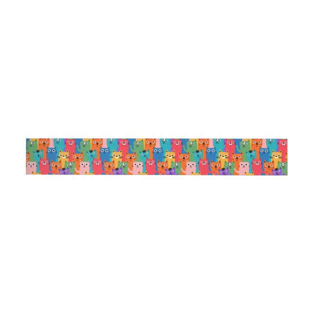 Colorful cats pattern wrap around label (Individual)