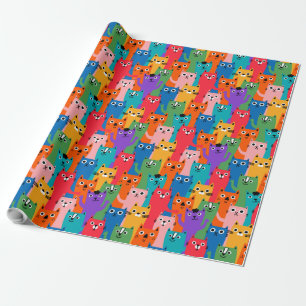 Colorful cats pattern wrapping paper