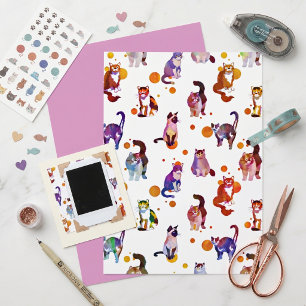 Colorful cats scrapbook paper