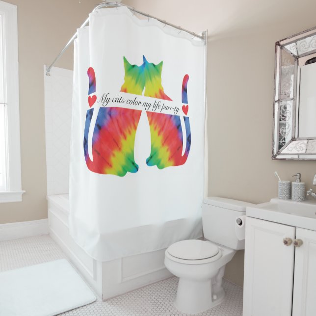 Colorful cats shower curtain (In Situ)