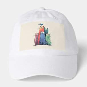 Colorful Cats Stack – Cute Whimsical Cat Art Hat