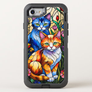 Colorful Cats Stained Glass OtterBox Defender iPhone SE/8/7 Case