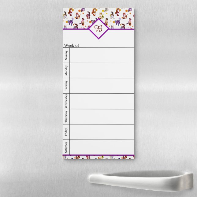 Colorful cats week planner magnetic notepad (In Situ)
