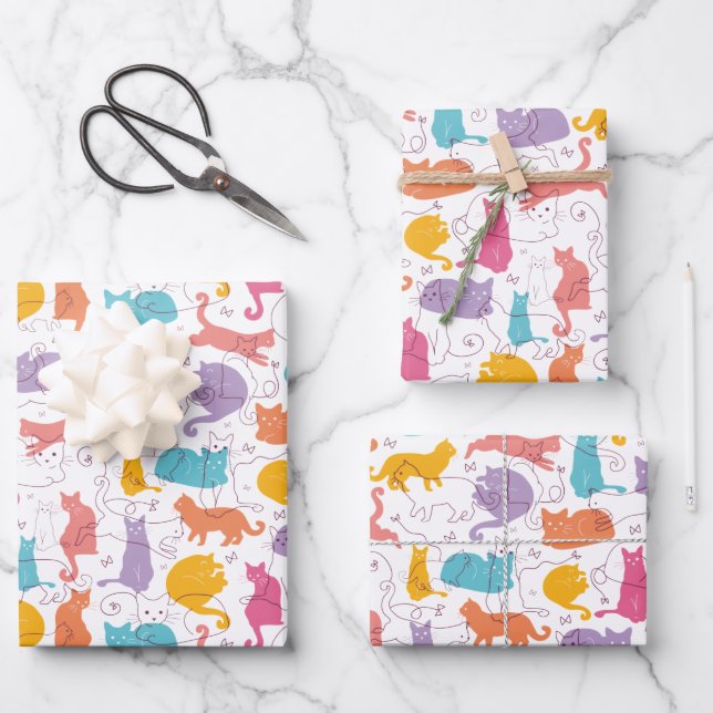 Colorful Cats Wrapping Paper (Front)