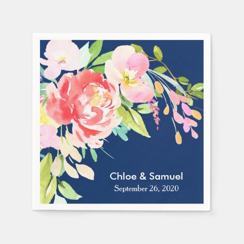 Colorful Cattails and Floral Wedding Napkins
