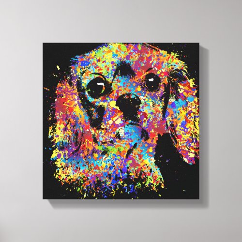 Colorful Cavalier King Charles Spaniel Canvas Print