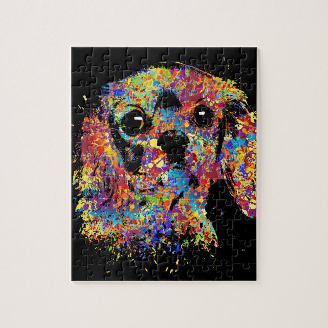 Colorful Cavalier King Charles Spaniel Jigsaw Puzzle (Vertical)