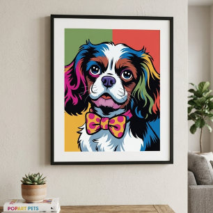 Colorful Cavalier King Charles Spaniel Pop Art Poster