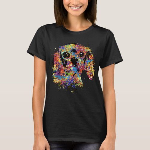 Colorful Cavalier King Charles Spaniel T_Shirt