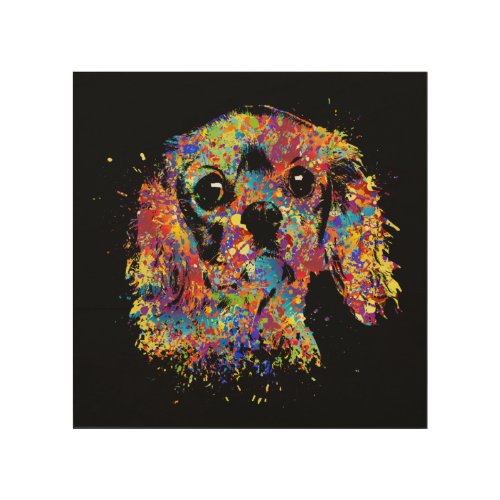 Colorful Cavalier King Charles Spaniel Wood Wall Art