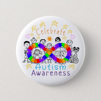 Colorful Celebrate Autism Awareness Button Pin