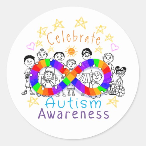 Colorful Celebrate Autism Awareness Fun Stickers