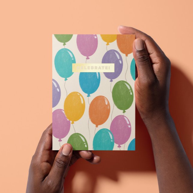 Colorful Celebrate Birthday Balloons Foil Greeting Card (Creator Uploaded)