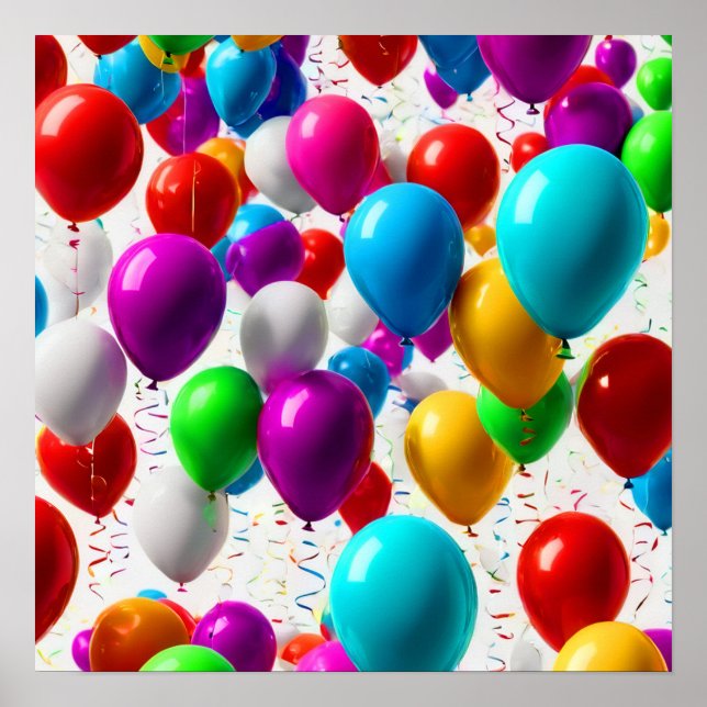 Colorful Celebration Balloon Design Poster (Front)