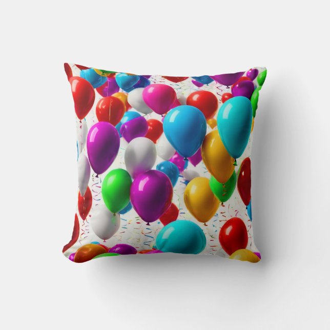 Colorful Celebration Balloon Design Throw Pillow (Front)