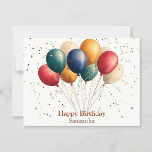 Colorful Celebration Balloons with Confetti Postcard