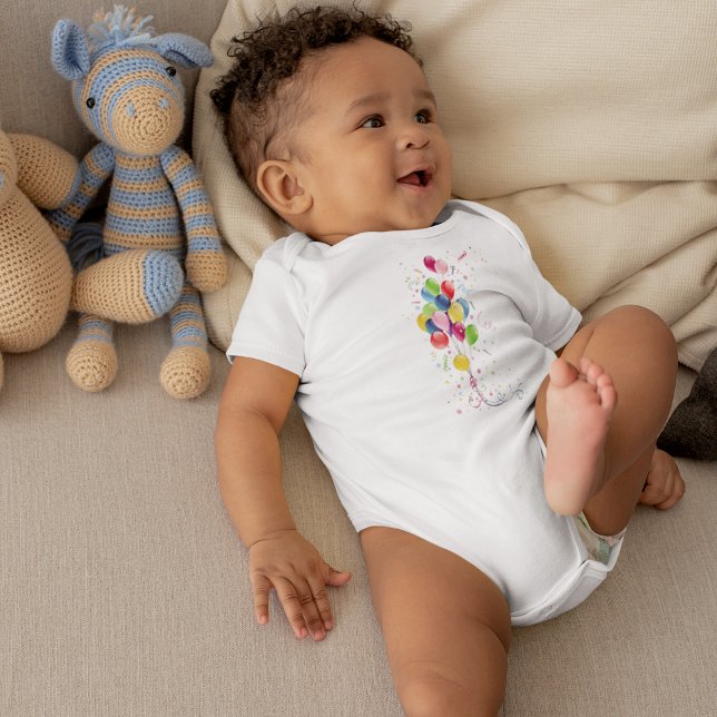 Colorful Celebration Party  balloons & ribbon Baby Bodysuit (Colorful Celebration Party balloons & ribbon Baby Bodysuit)