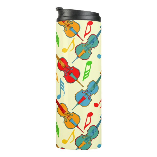Colorful Cello Notes Thermal Tumbler (Rotated Right)