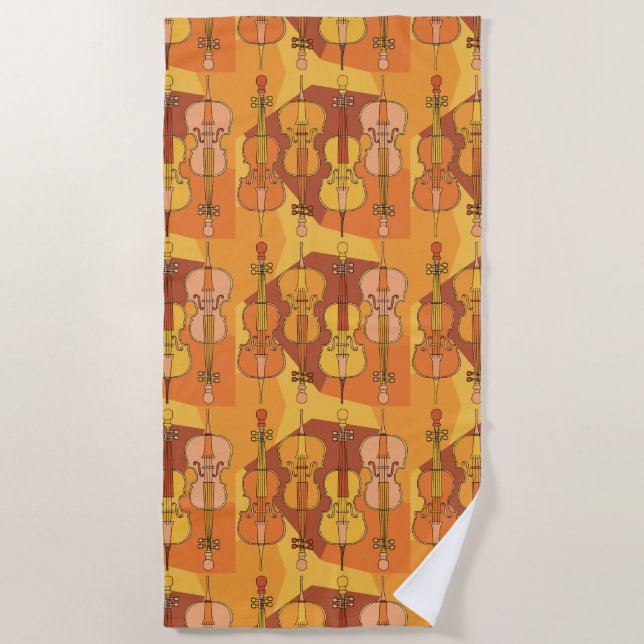 Colorful Cello Pattern Beach Towel (Front)