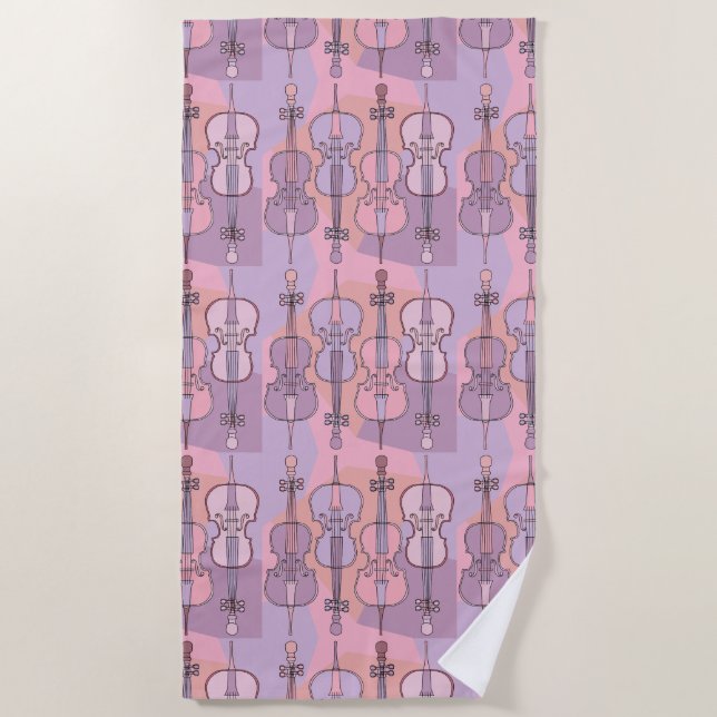 Colorful Cello Pattern Beach Towel (Front)